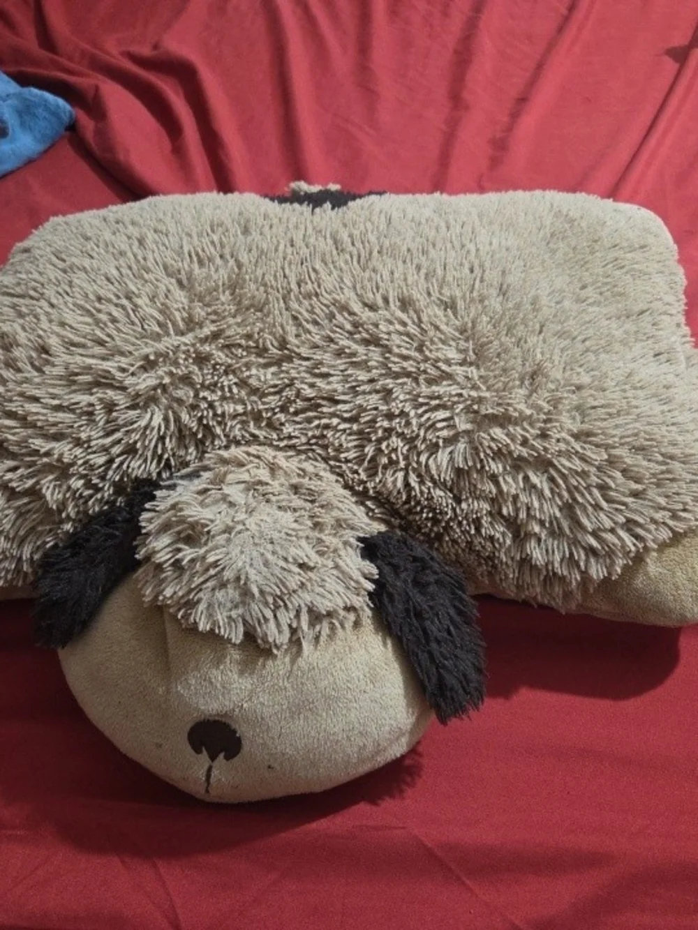 Plush Beige Dog-Shaped Pet Pillow